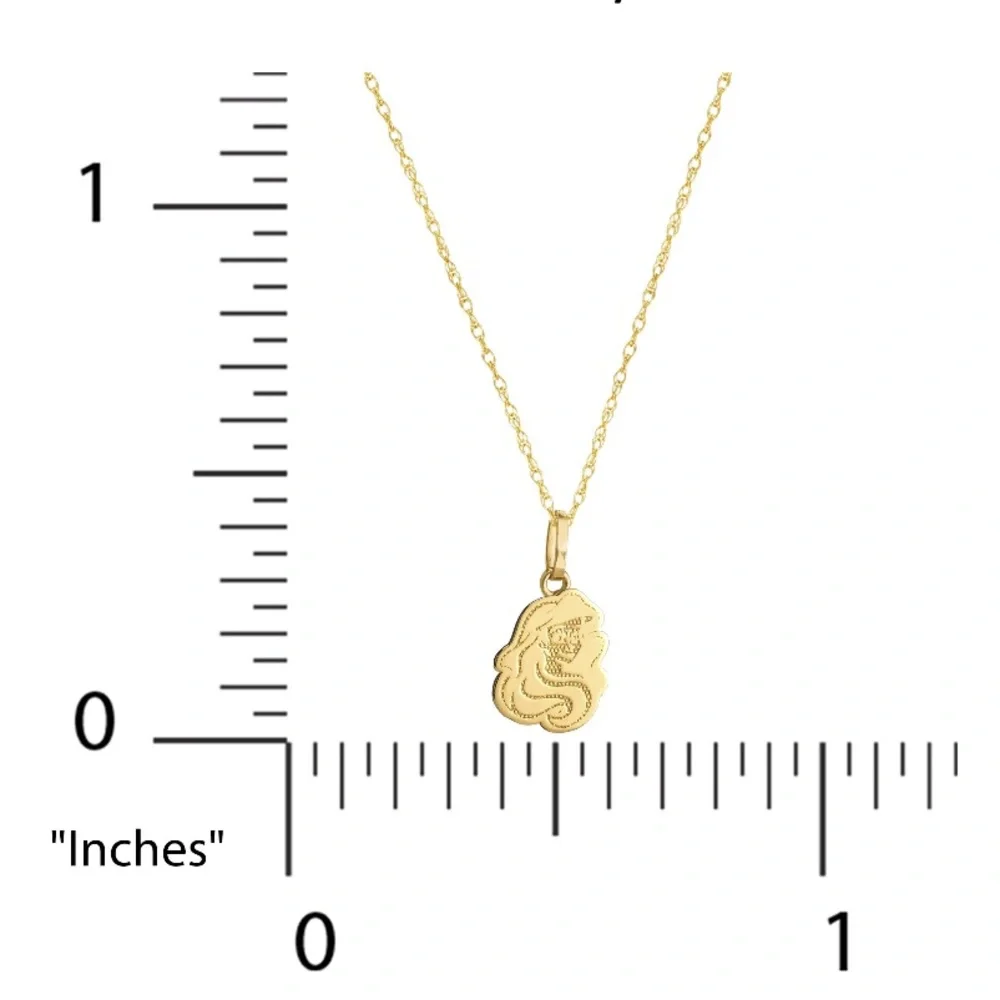 Disney The Little Mermaid Female 10K Gold Textured Ariel Pendant Necklace